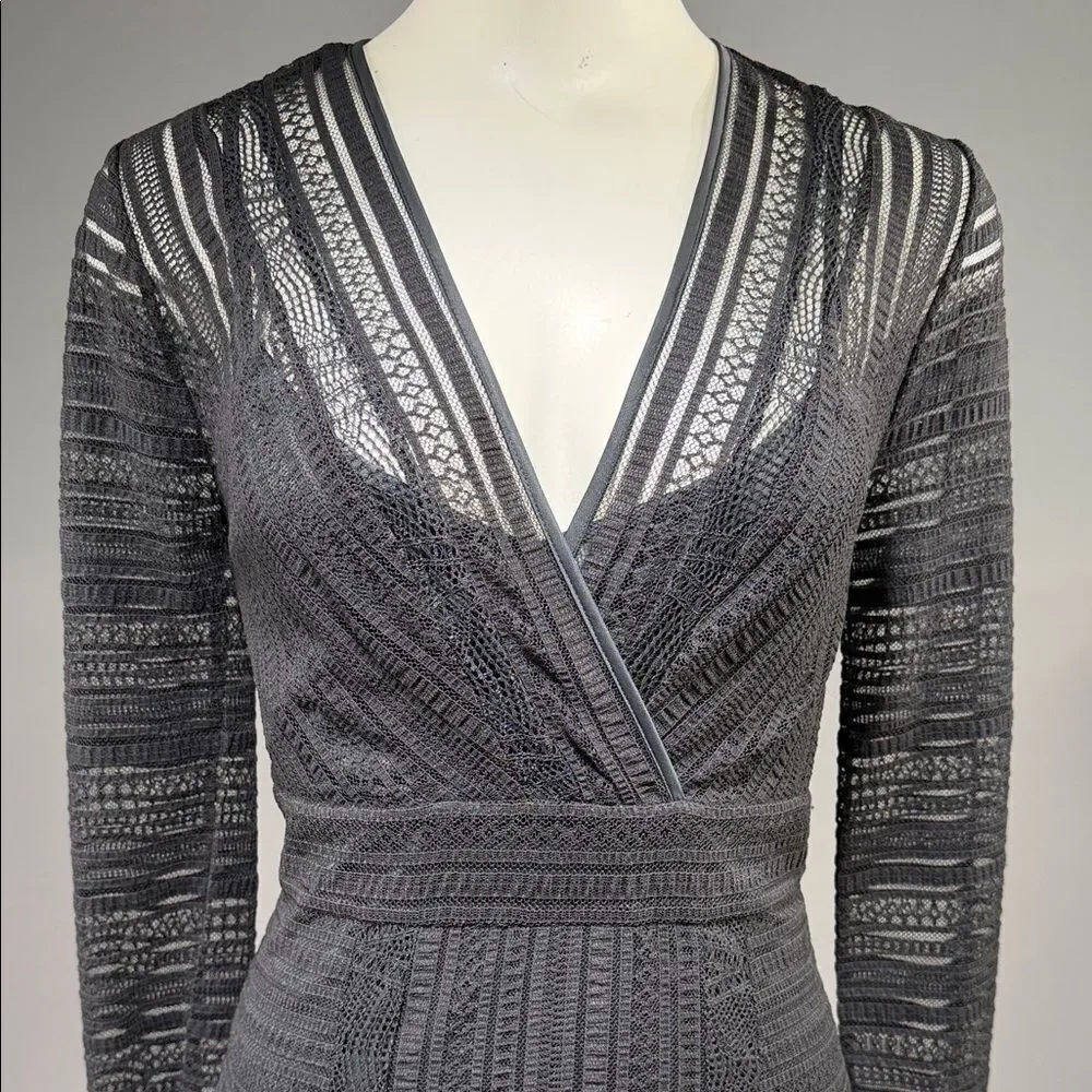 BCBGMaxAzria Black Long Sleeve Lace Dress (rack9)